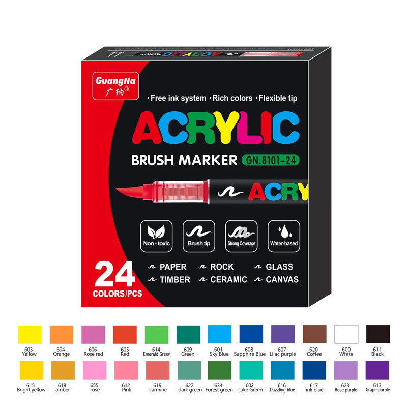 12–120 Colors Acrylic Paint Pens – Brush Tip Markers for Rock, Wood, Canvas, Stone | DIY Crafts & Christmas Gift