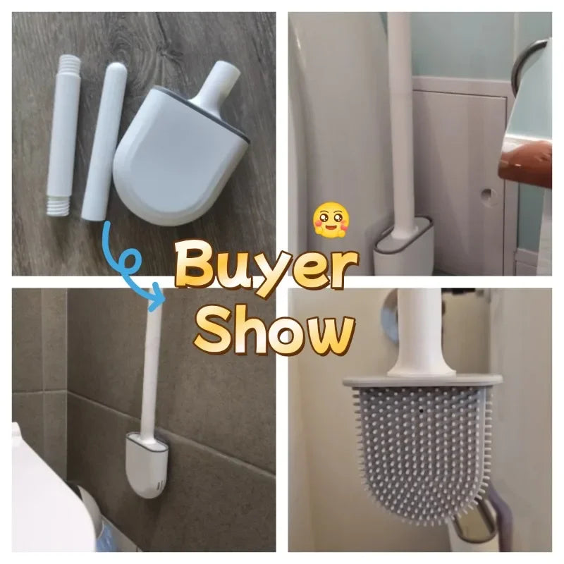 Clean Smarter: Flexible Silicone Toilet Brush with Quick-Dry Hanging Holder