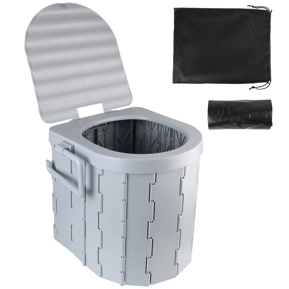 Portable Folding Travel Toilet with Lid – Compact Emergency Toilet for Camping, Cars & Outdoors