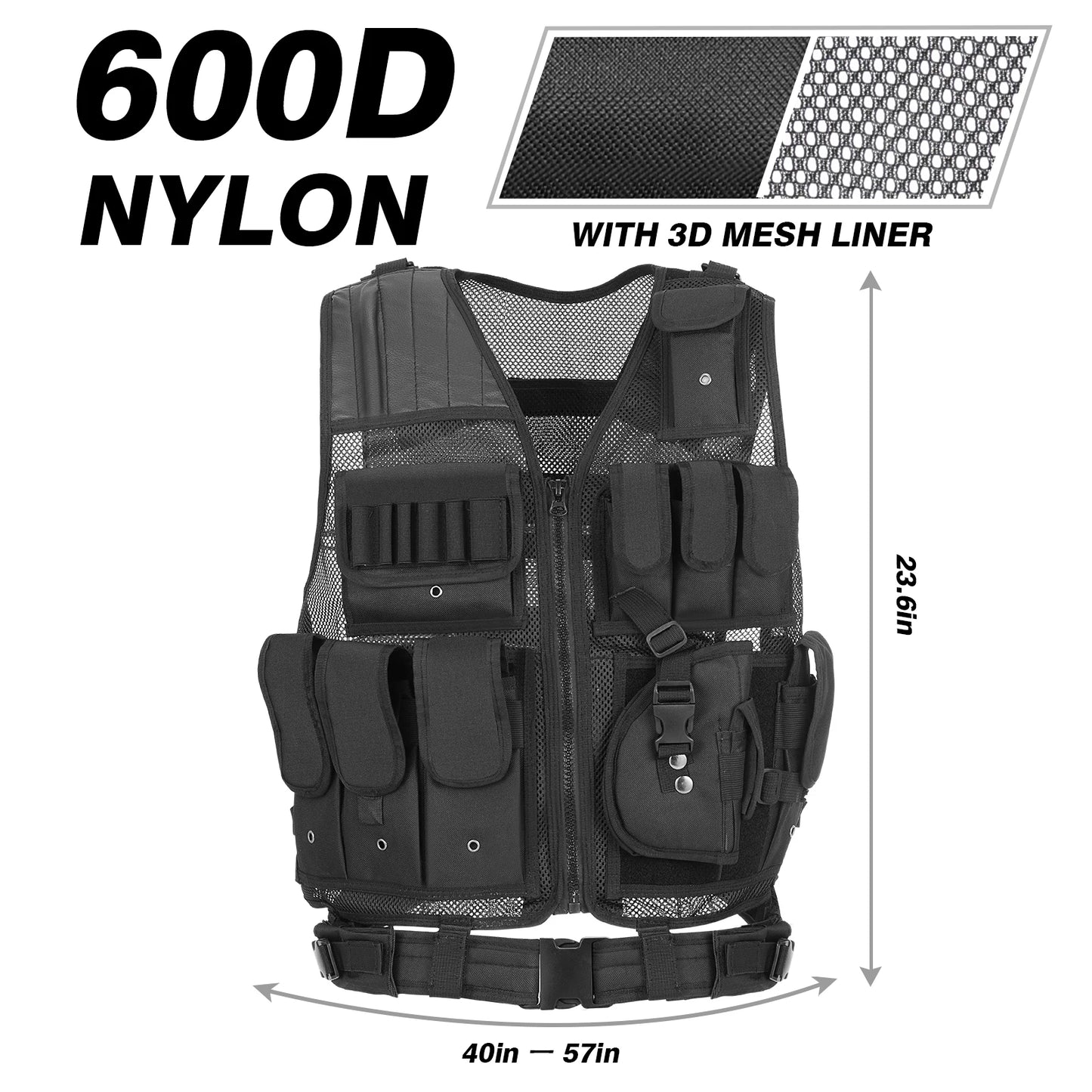 Tactical Vest – Multi-Pocket Military Airsoft Combat Vest for Hunting, Camping & Outdoor Sports