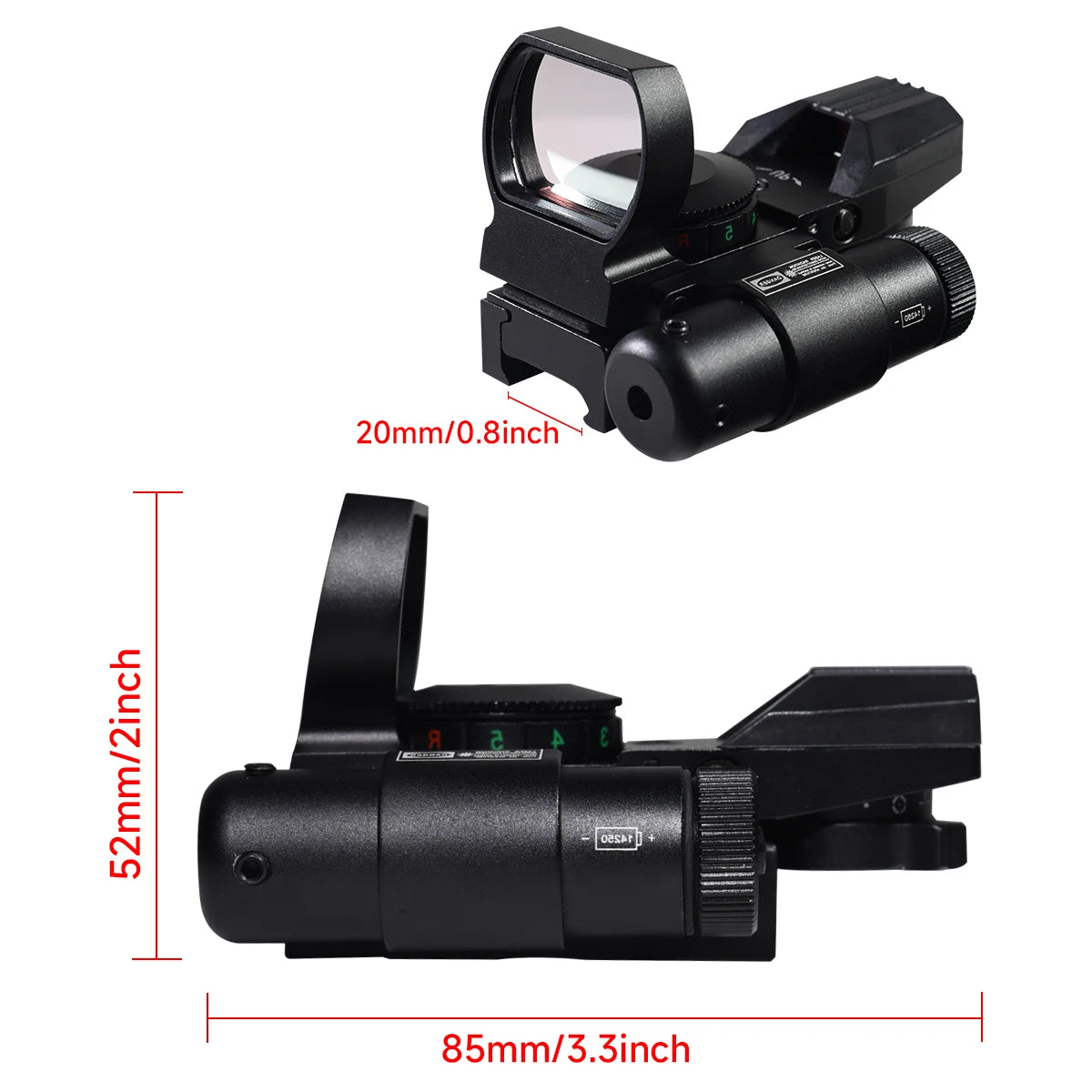 HD101B Tactical Red Dot Sight with Laser – 4 Reticle Holographic Scope for Hunting & Airsoft