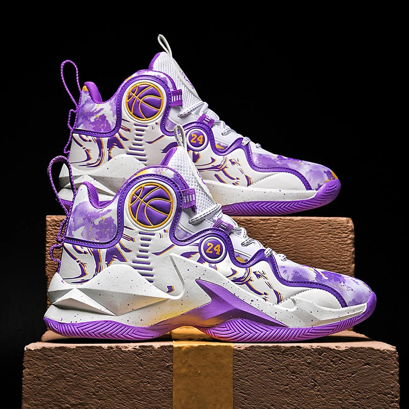 Men's Basketball Shoes – Breathable, No-Slip Outdoor Training Sneakers with Trendy Graffiti Design