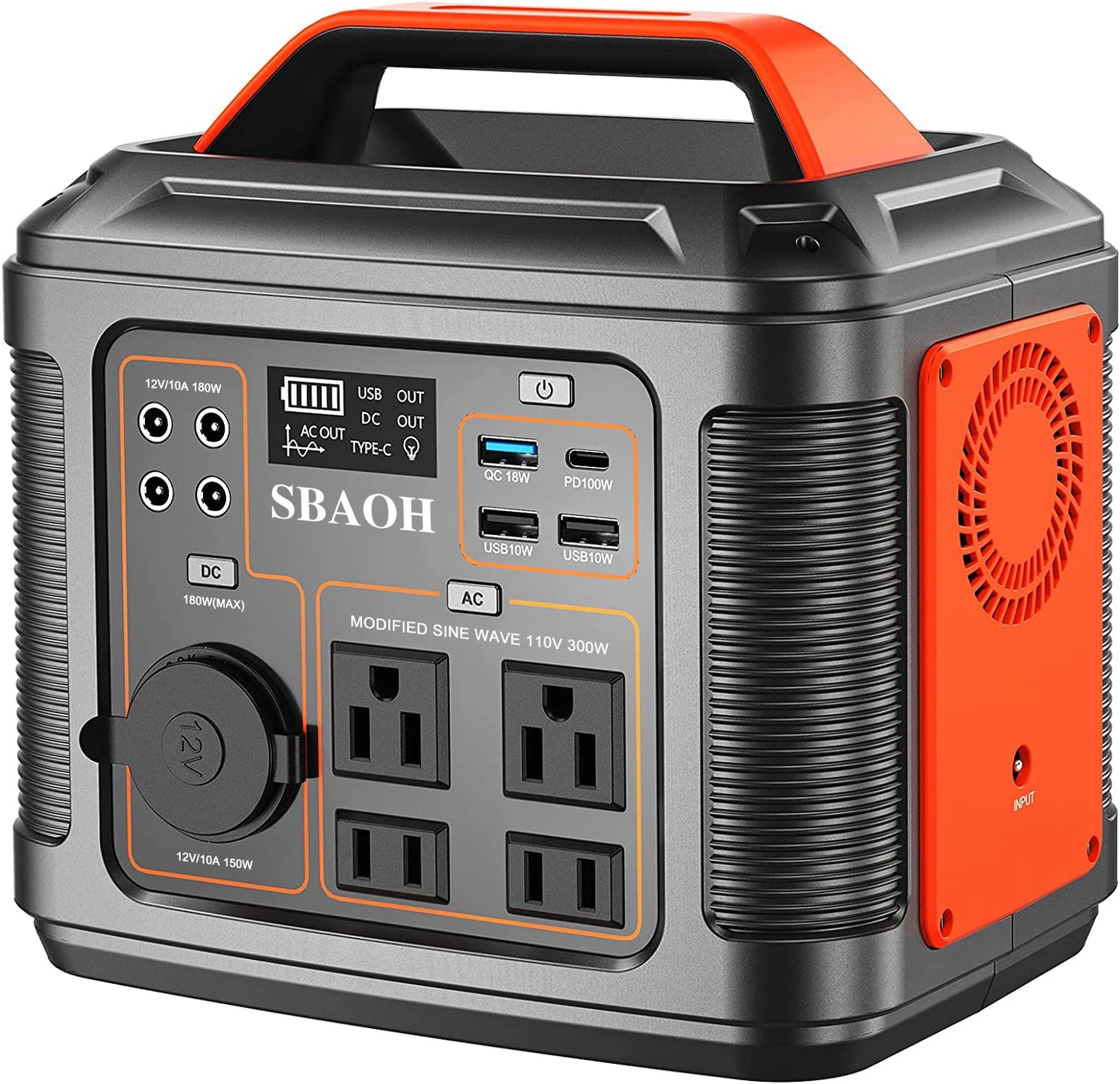 Portable Power Station 300W – 296Wh Solar Generator with AC/DC Outlets, Quick Charge & LED Flashlight
