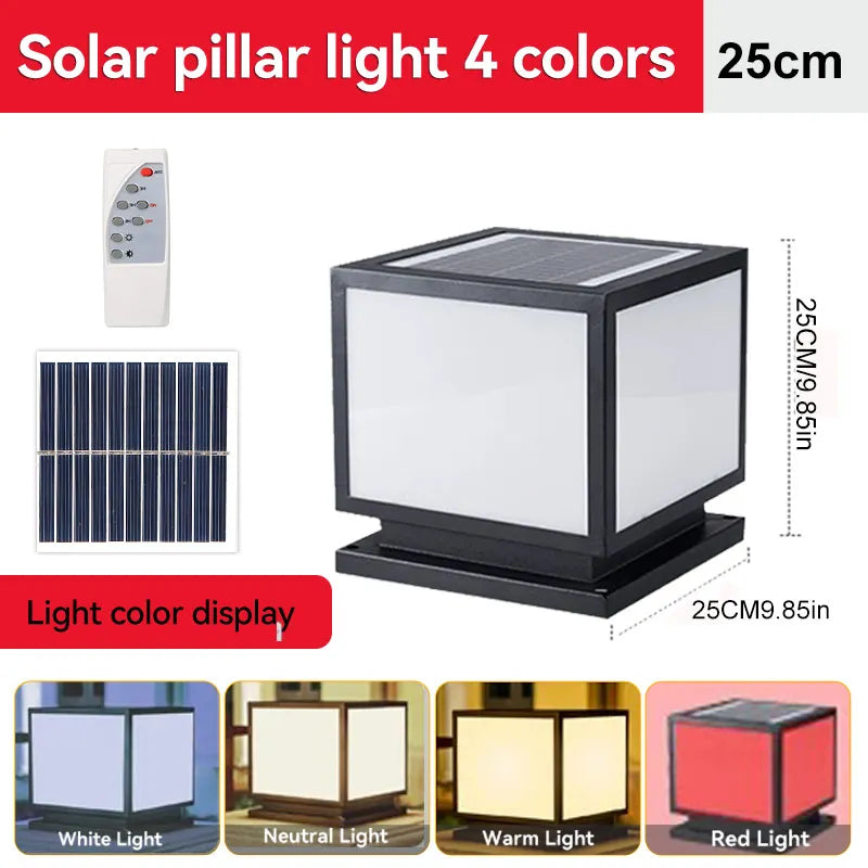 Solar Outdoor LED Column Light: Timed Dimming with Memory Function, Perfect for Garden and Patio Illumination