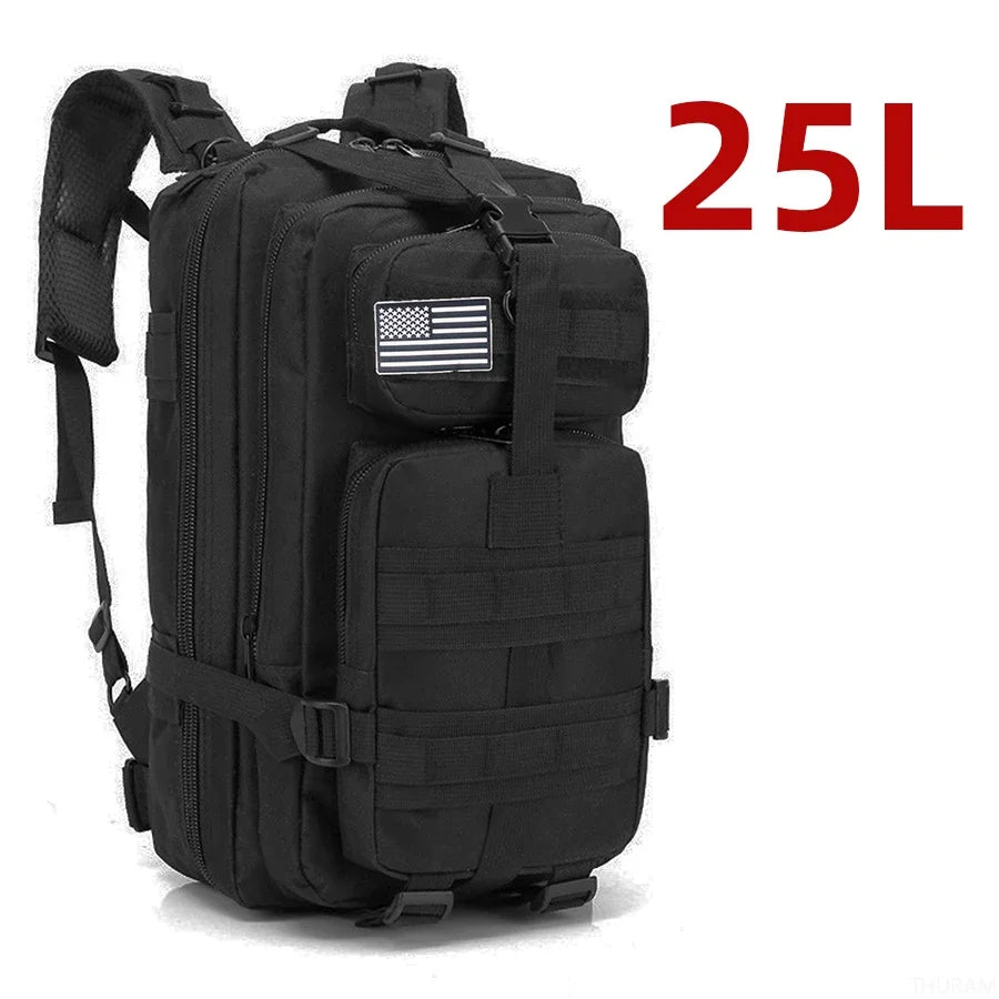 Outdoor-Ready Gear: 25L/50L Tactical Backpack for Camping, Hiking, & Sports