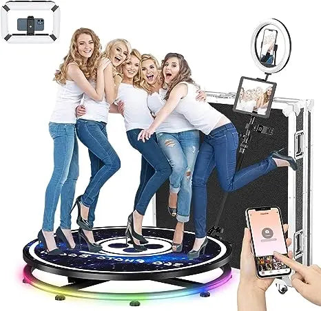 360° Photo Booth Machine with Flight Case & Battery – Slow Motion Party Cam Booth with Custom Deluxe Setup