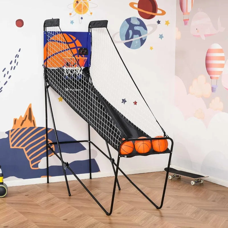 Indoor Basketball Arcade Game – Electronic Scoreboard for 1–2 Players, Foldable Hoop Shooting Game