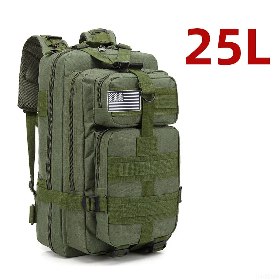 Outdoor-Ready Gear: 25L/50L Tactical Backpack for Camping, Hiking, & Sports