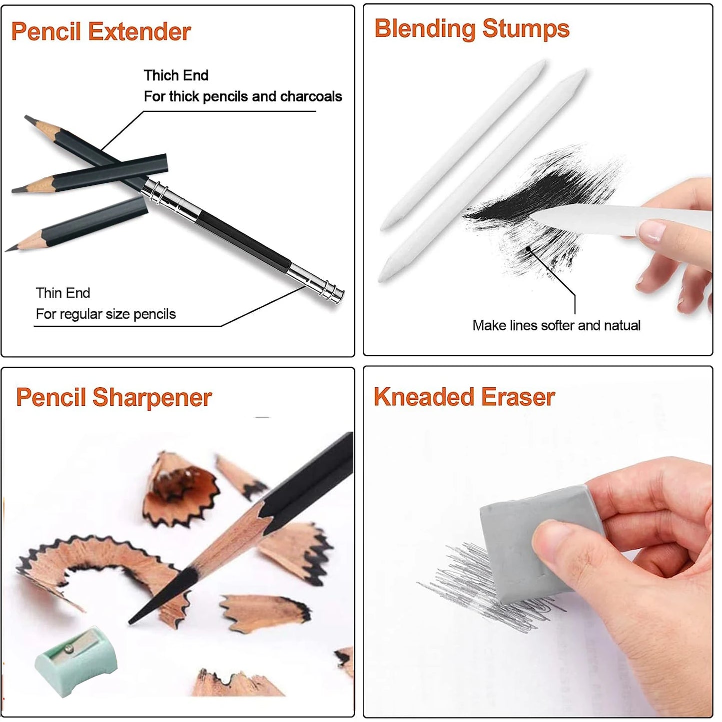 26/30/38pcs Professional Drawing Pencil Set – Graphite, Charcoal & Blending Tools | Art Kit Gift for Beginners & Artists