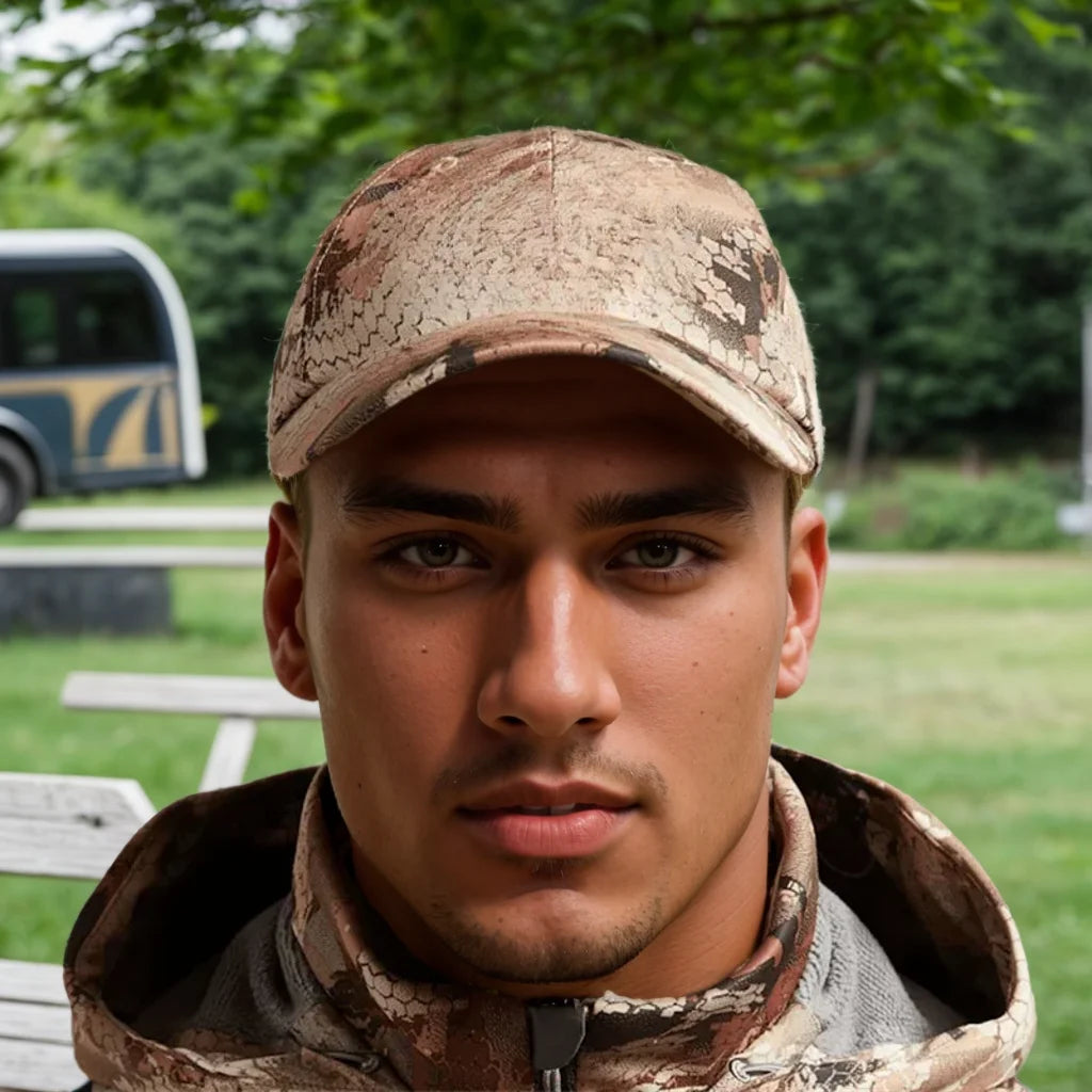 Hunting Print Baseball Cap – Adjustable Outdoor Hat with Camouflage Design