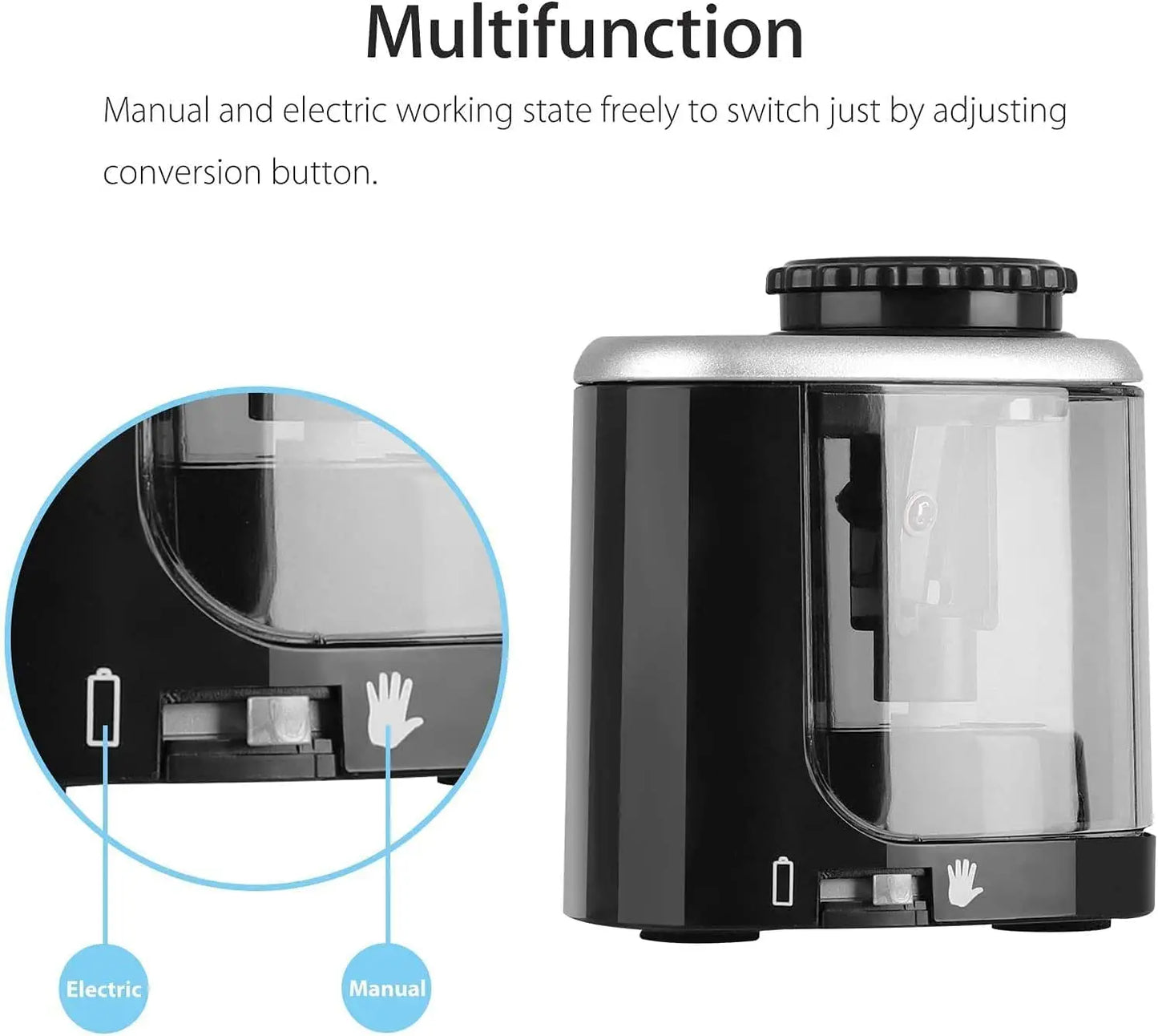 Tenwin Electric Auto Pencil Sharpener – Safe Helical Blade Sharpener for Kids, Students, Artists & Adults