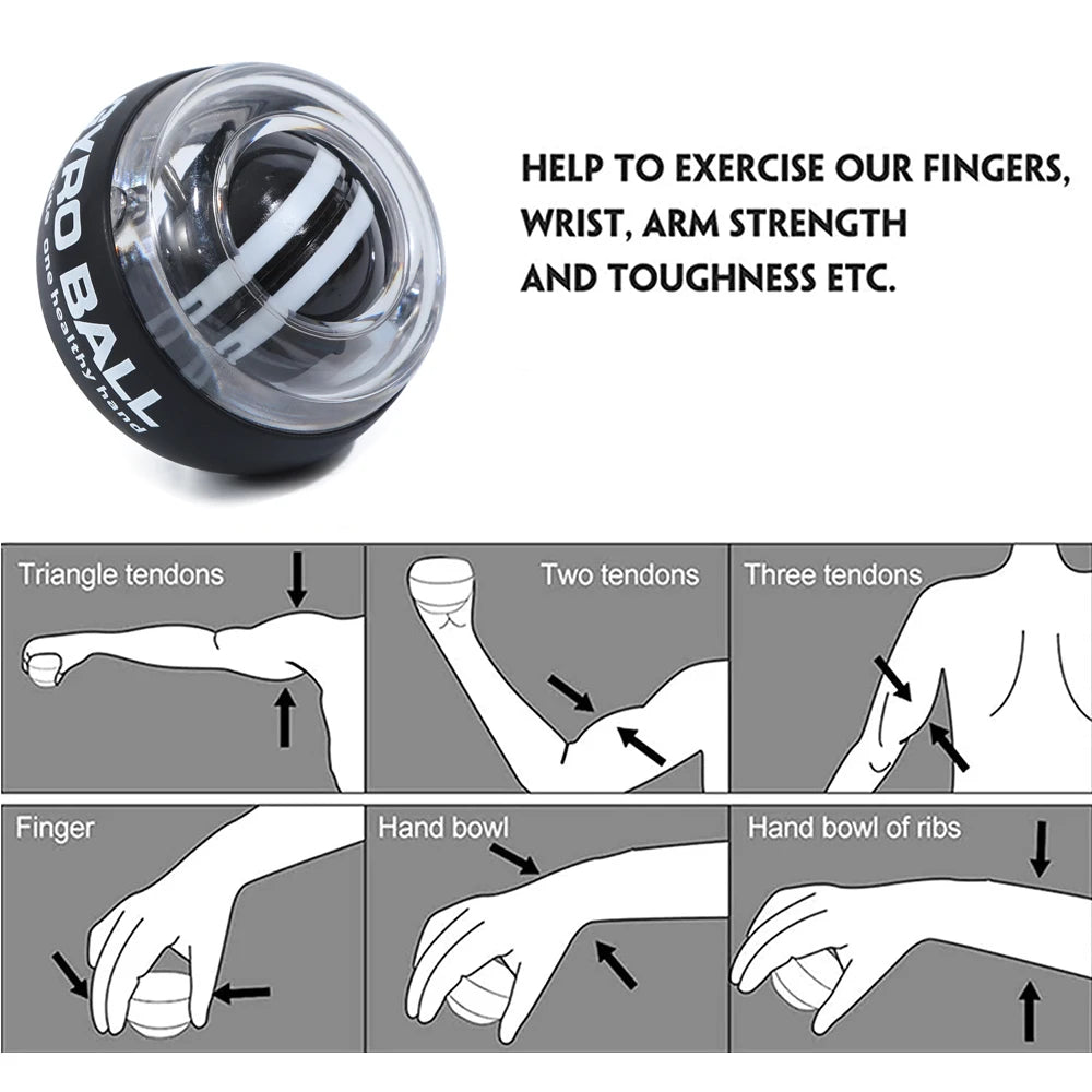 Self-Starting Gyro Ball Power Trainer – Wrist & Forearm Strengthening Device for Arms, Fingers & Muscle Recovery