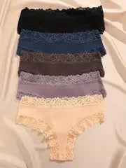 5Pcs Women’s Cotton Lace Panties Set – Soft Floral Patchwork Briefs Underwear Lingerie (S-XL)