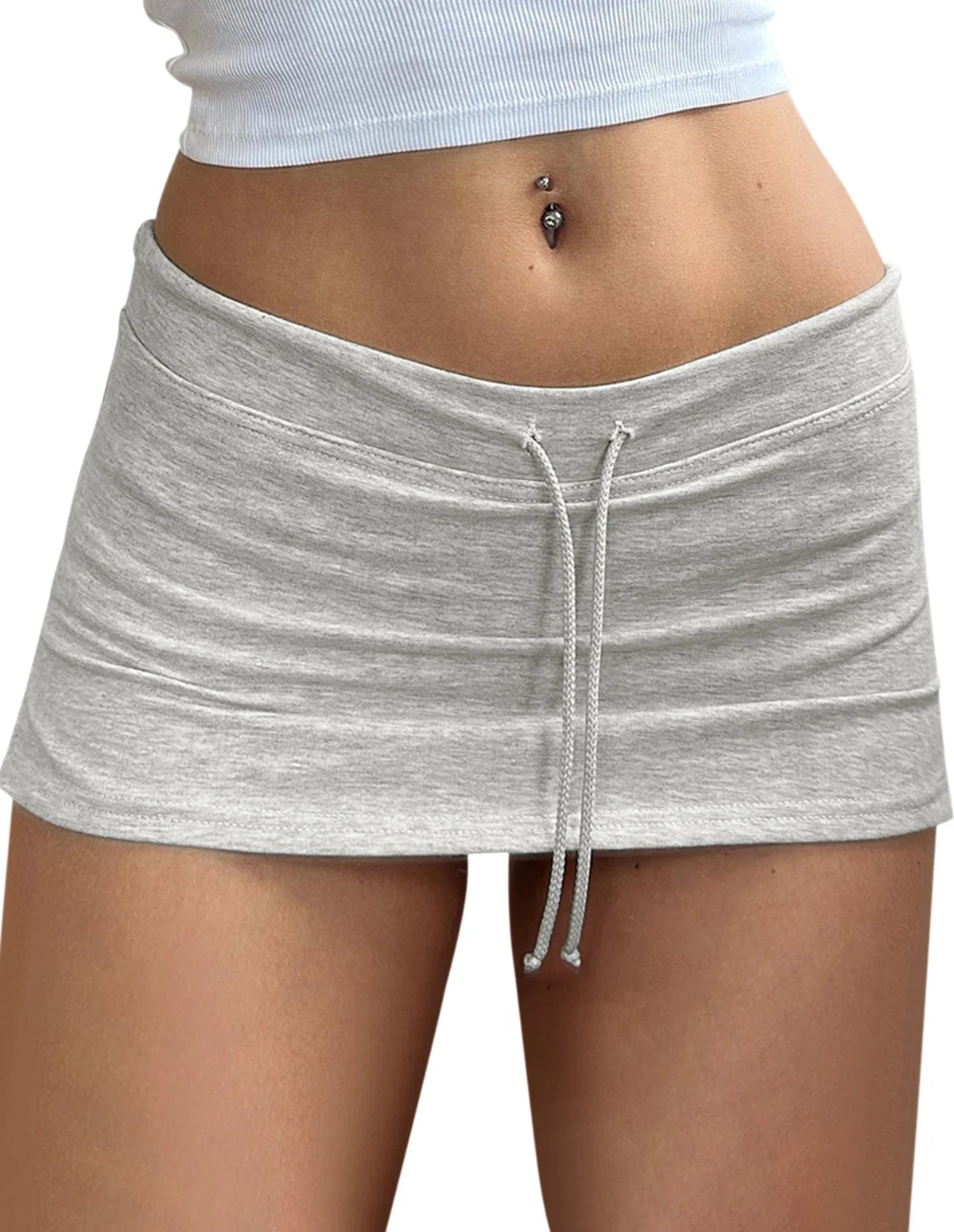 2025 Women’s Micro Mini Gym Skirt – Low-Waisted Athletic Yoga Skirt with Side Slit & Drawstring