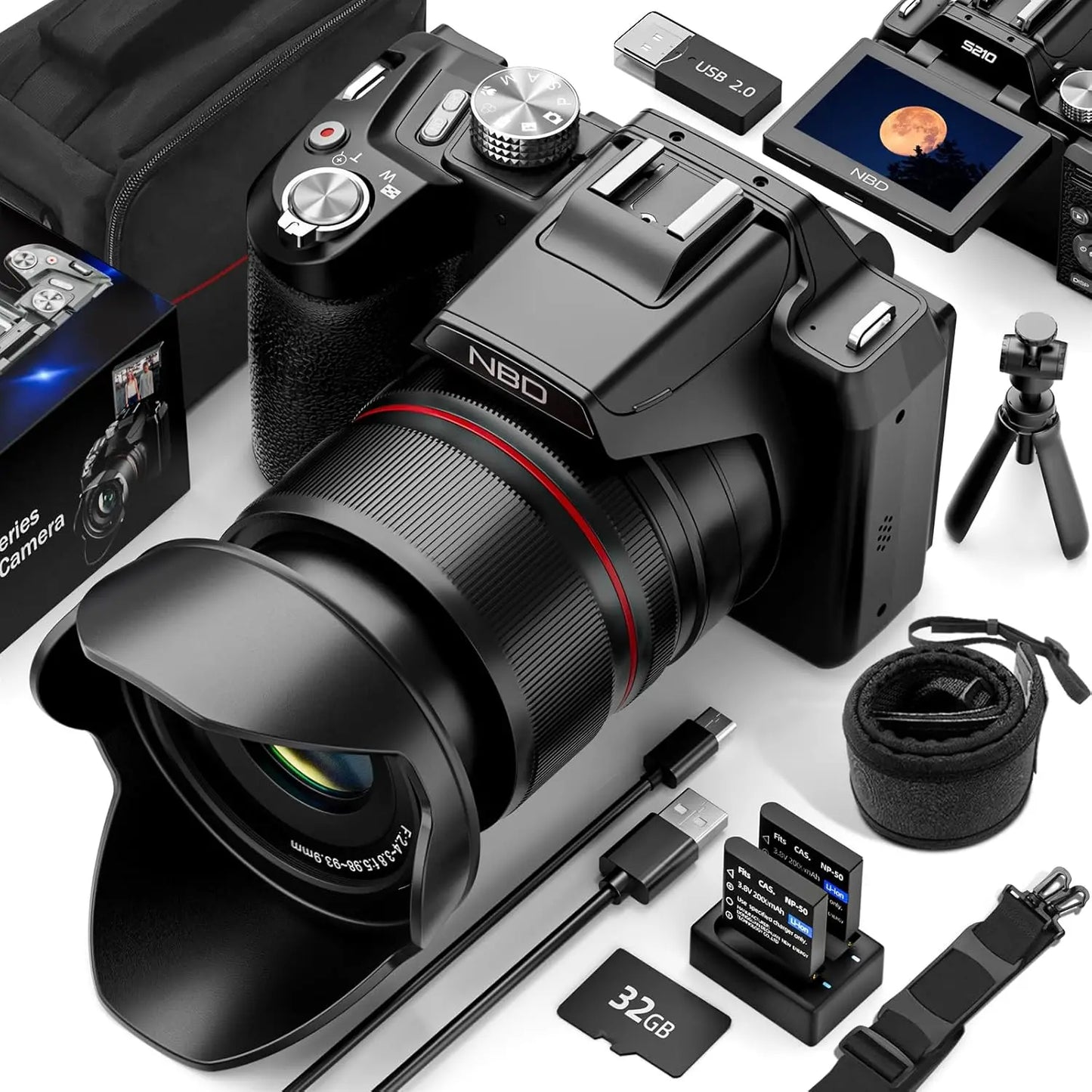5K Digital Camera with 16X Optical Zoom – WiFi Vlogging Camera with App Control & 180° Flip Screen