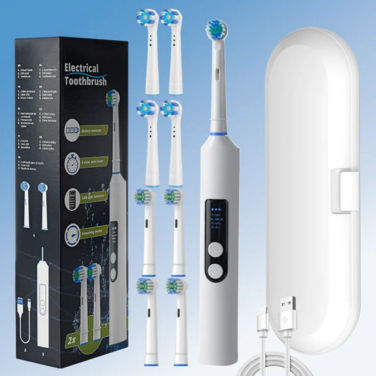Rotating Electric Toothbrush – Rechargeable Adult Toothbrush with Visual Display, Perfect Gift for Couples