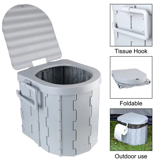 Portable Folding Travel Toilet with Lid – Compact Emergency Toilet for Camping, Cars & Outdoors