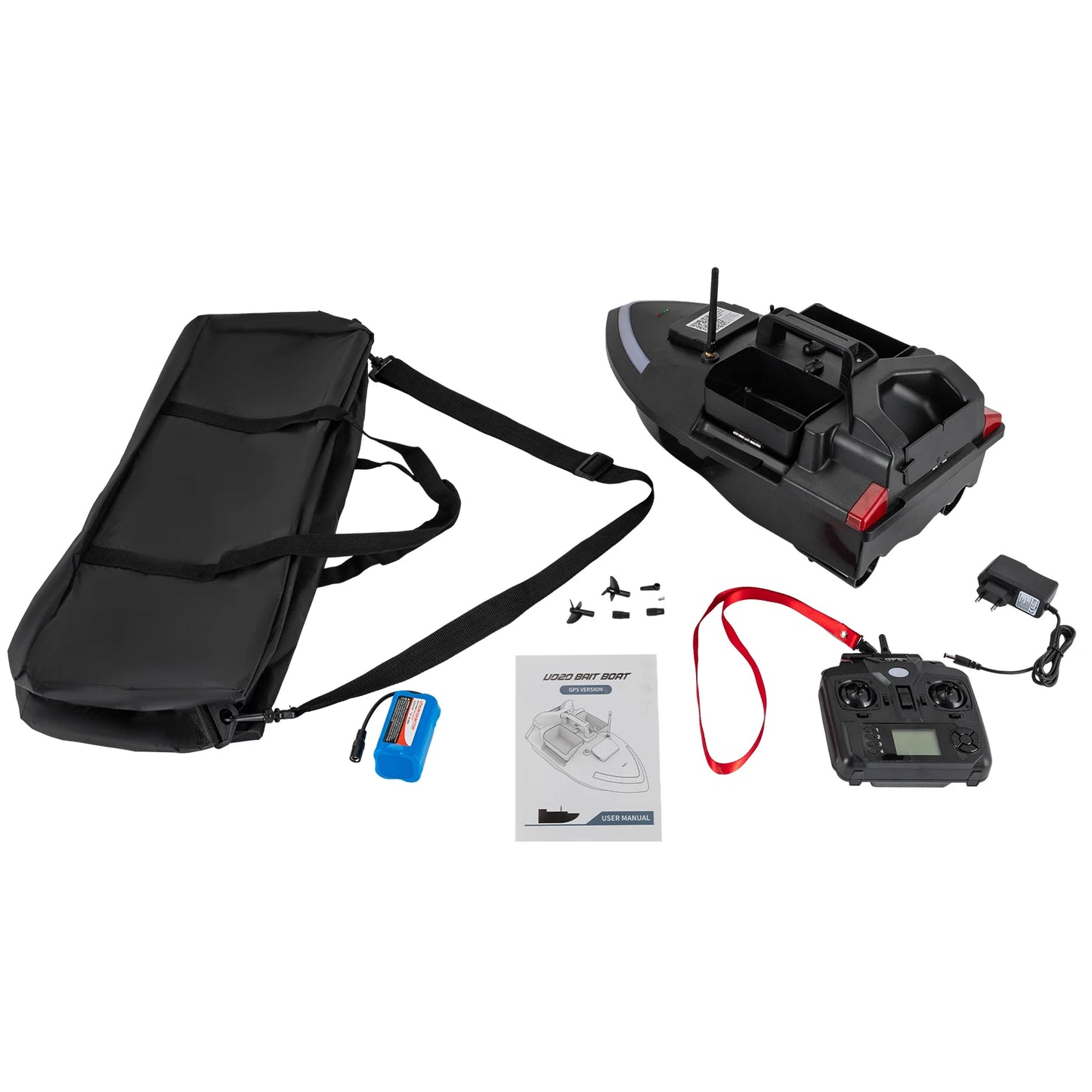 Rechargeable GPS Bait Boat 40 Positioning Points 500m Remote Control Fishing Bait Thrower Boat with 1 Battery and 1 Charger