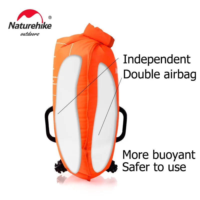 Naturehike 28L Inflatable Swim Buoy Dry Bag – Waterproof Float with Dual Airbags & Adjustable Belt