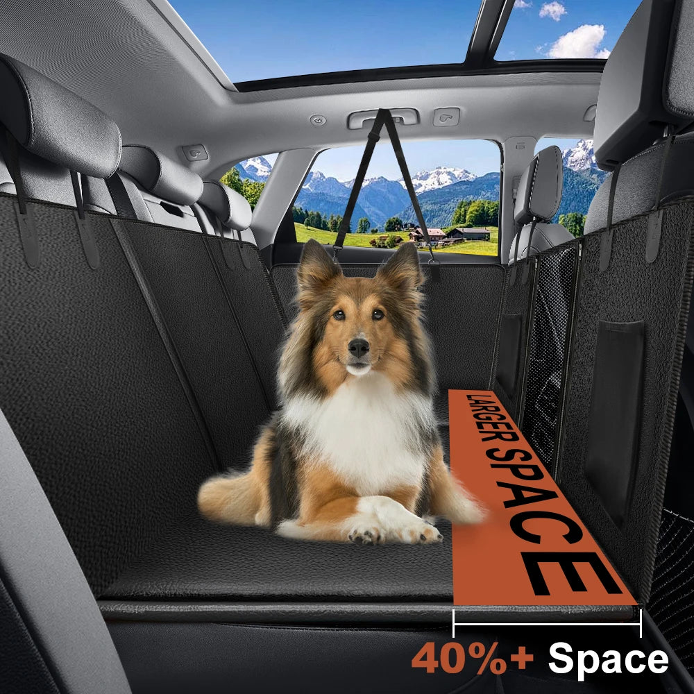 Back Seat Extender for Dogs – Waterproof Car Seat Cover with Hard Bottom, Anti-Scratch Protector & Travel Carrier Mat