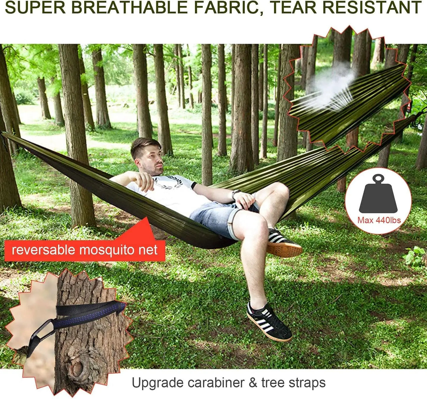 šļø Camping Hammock with Rain Shelter ā Portable Outdoor Tent for One or Two People