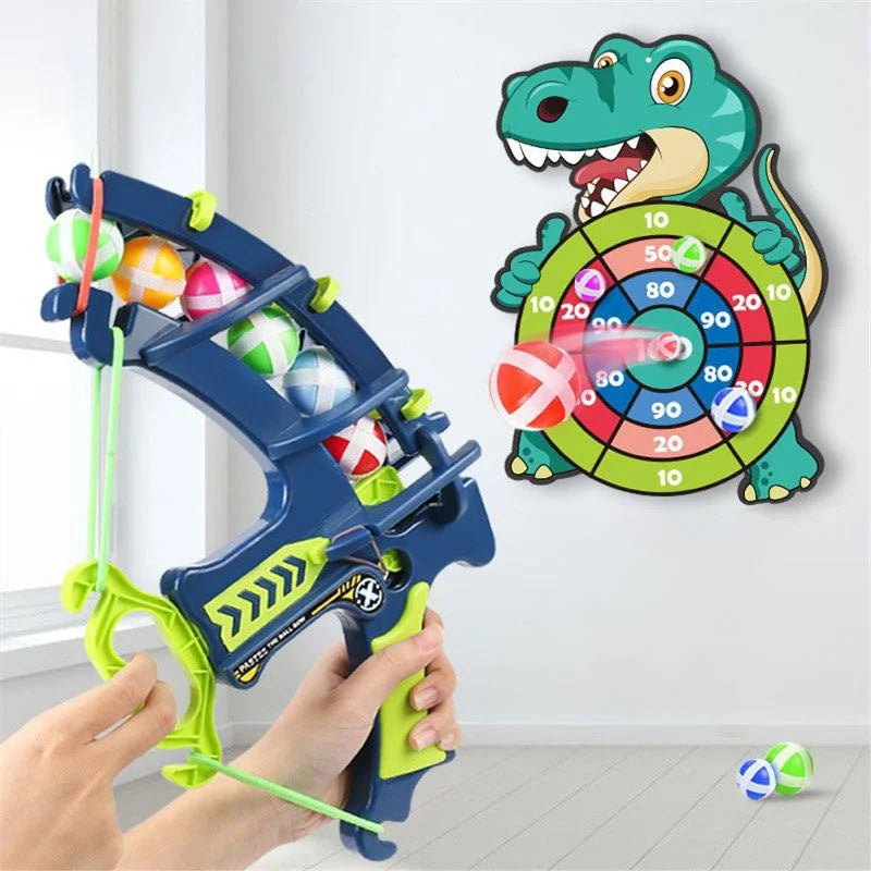 🎯 Montessori Throw & Target Game – Sticky Ball Dartboard + Basketball Slingshot Set | Fun Outdoor Educational Toy for Kids