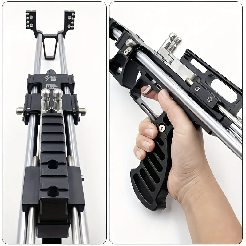 🎯 80LBS Telescopic Long Pole Slingshot with Laser Sight | All-Metal Powerful Hunting Slingshot