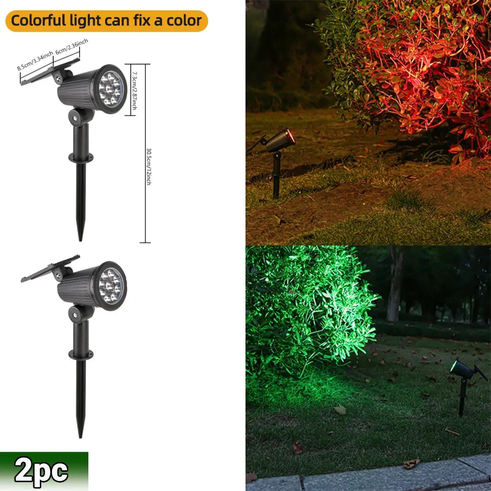 9-LED RGB Solar Spotlights – Waterproof Outdoor Landscape Lights with Adjustable Brightness for Garden, Yard & Trees
