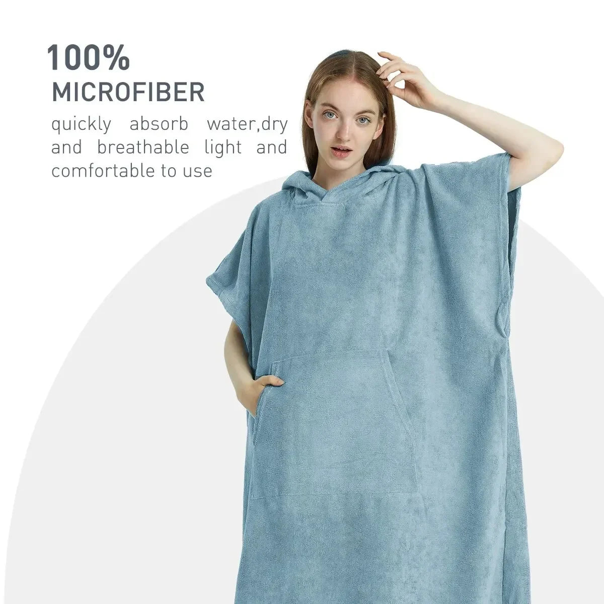 Quick-Dry Surf Poncho Towel – Microfiber Beach Robe & Changing Towel Hoodie for Adults