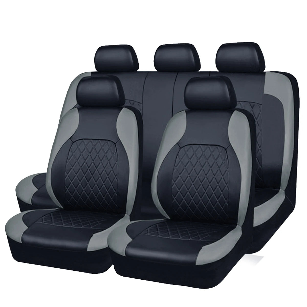 All-Season Quilted PU Leather Car Seat Covers – Full Coverage Waterproof Seat Protectors for Sedans, SUVs, and Trucks