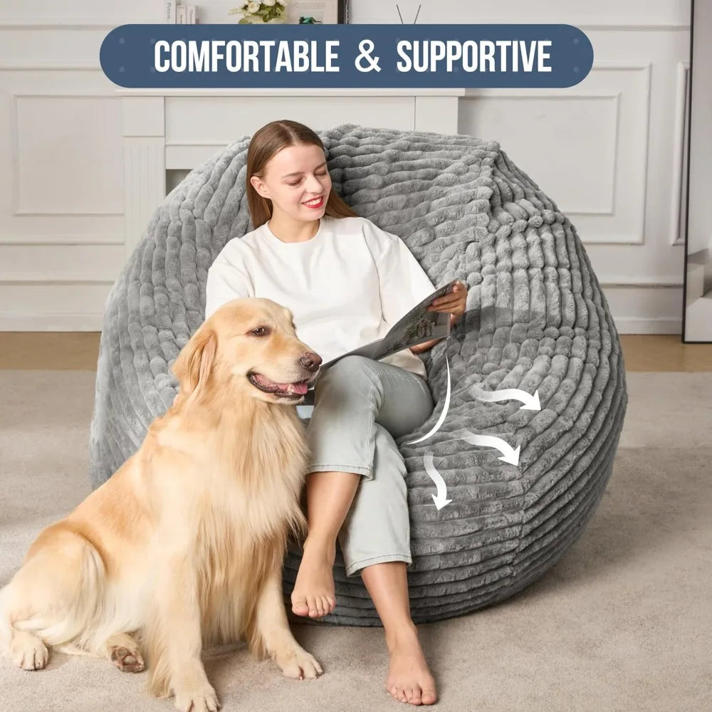 Ultimate Chill Spot: Oversized Ergonomic Bean Bag for Gaming & Lounging