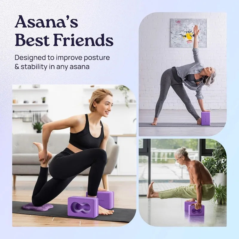 Supportive Yoga Block Set with Knee Pads & Strap – Reduce Wrist Strain, Enhance Every Pose