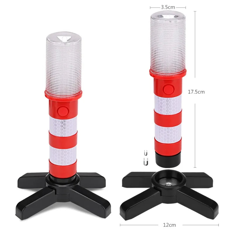 🚨 2pcs Magnetic LED Emergency Warning Lights | Roadside Safety Flares + Telescopic Baton Beacon | Flashlight Strobe Alert Lamps
