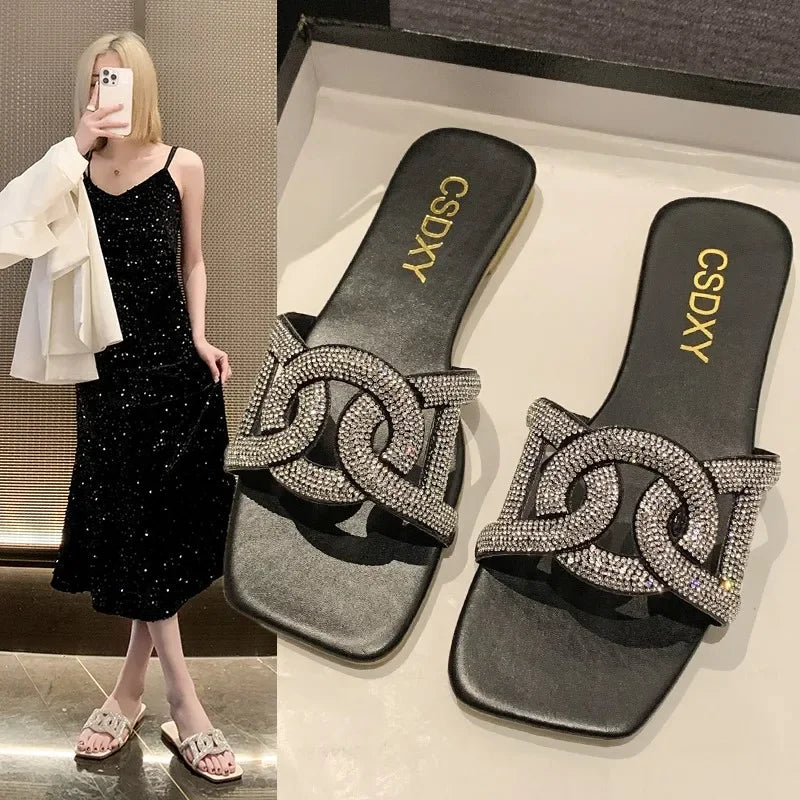 Step Into Summer Sparkle — The Must-Have Rhinestone Sandals Are Here! Product Description
