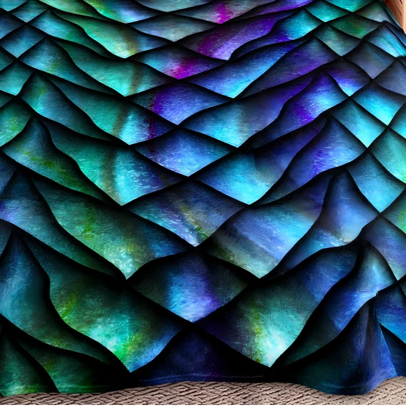 Magic Scale Pattern Flannel Throw Blanket – Soft & Warm All-Season Cozy Blanket for Couch, Bed & Gift Giving