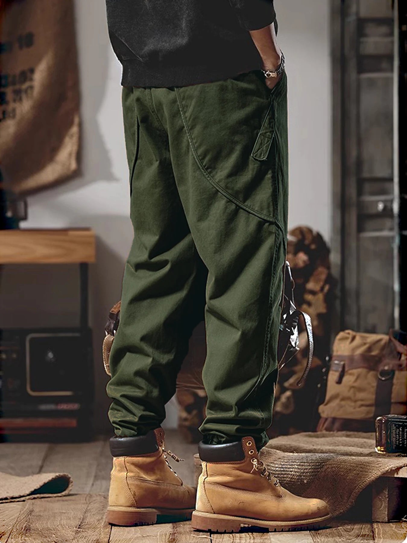 Men’s Casual Multi-Pocket Work Pants – Relaxed Fit Outdoor Trousers for Fall & Everyday Use
