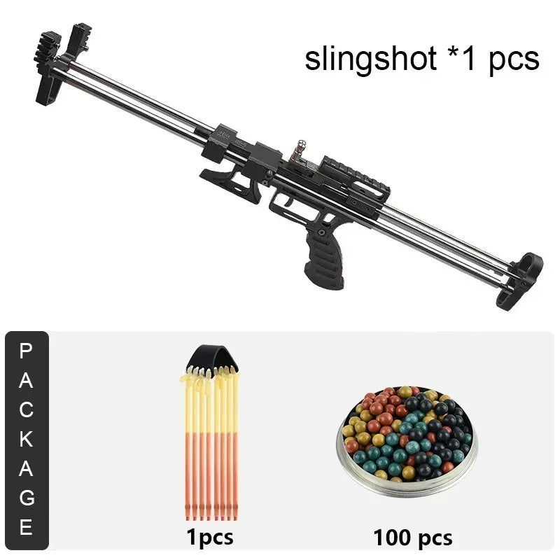 🎯 80LBS Telescopic Long Pole Slingshot with Laser Sight | All-Metal Powerful Hunting Slingshot