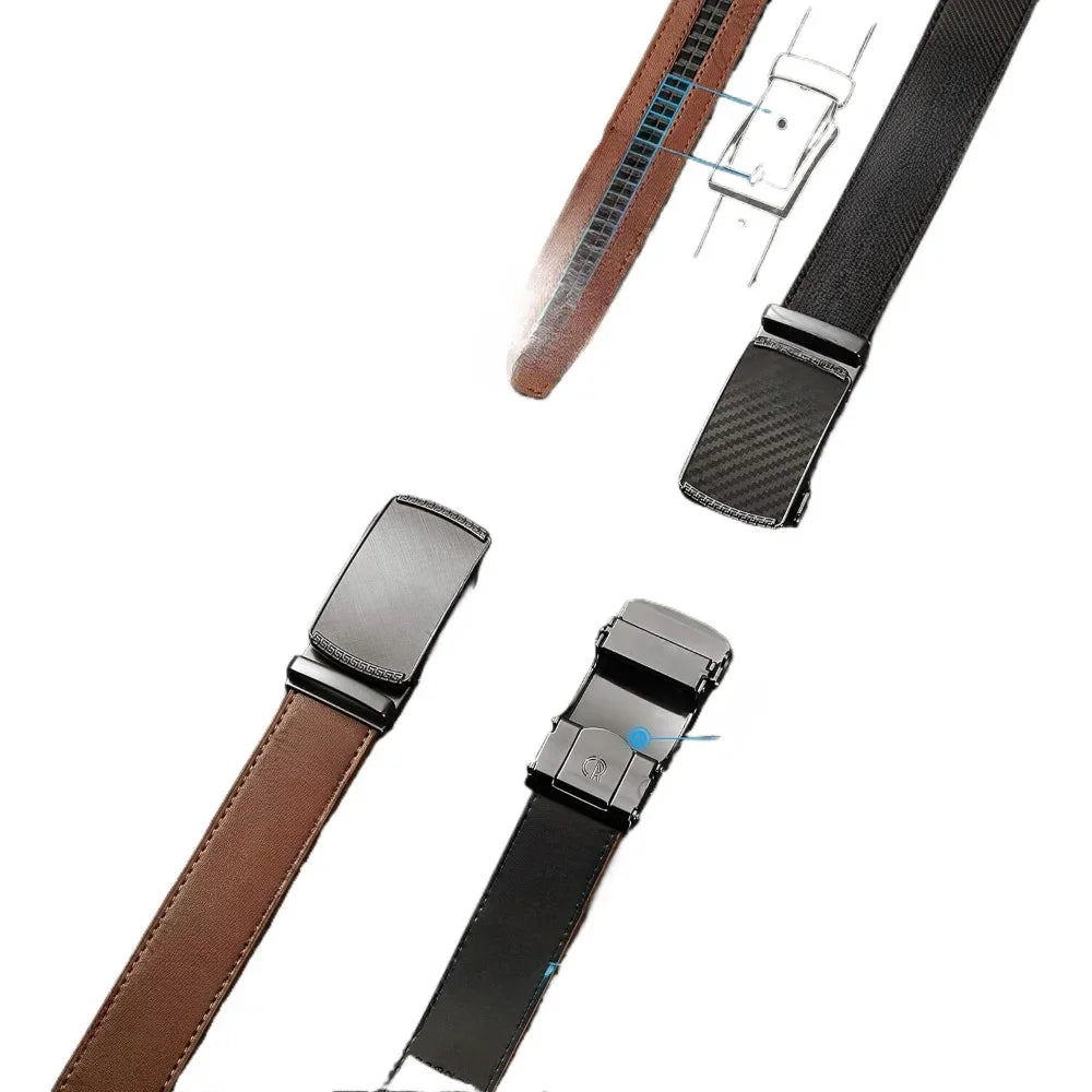 Men’s Leather Ratchet Belt – Micro-Adjustable Dress Belt for Perfect Fit with 1 3/8” Width