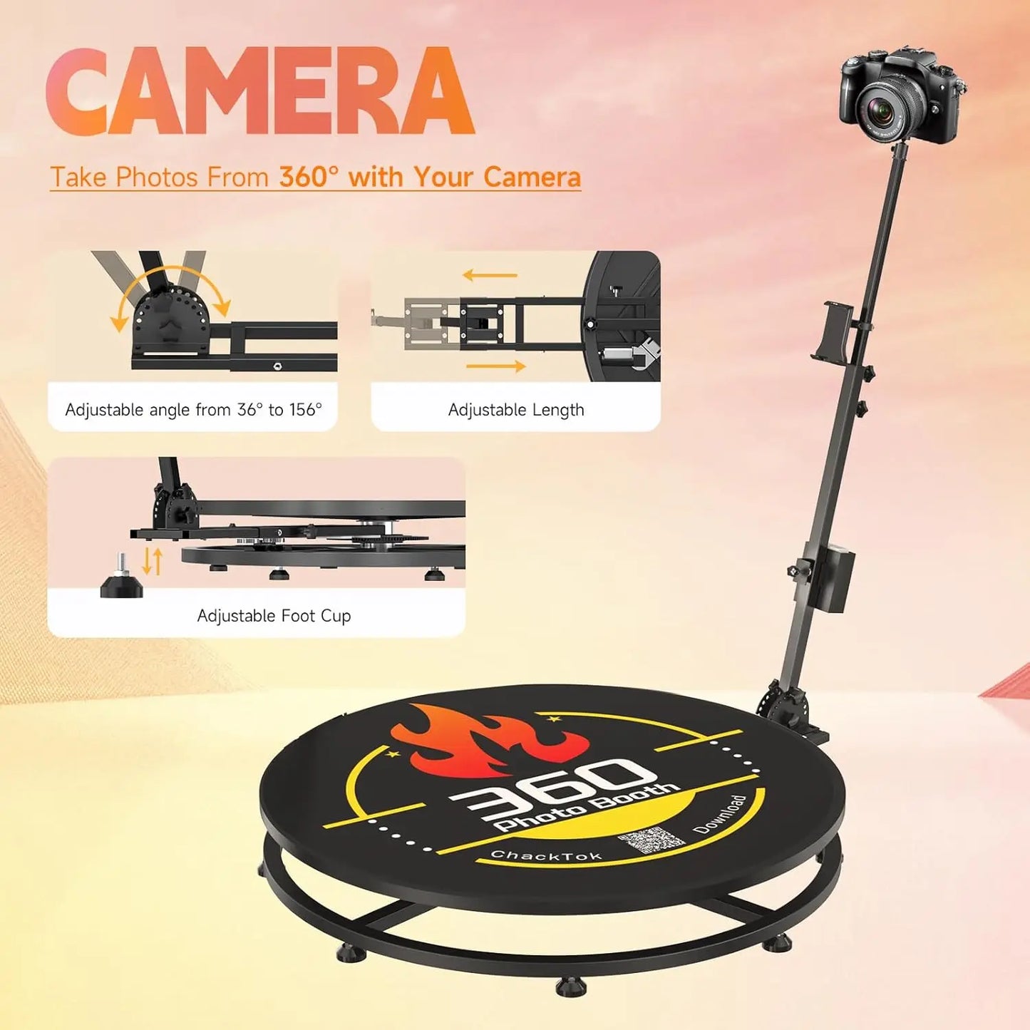 360° Photo Booth Machine with Flight Case & Battery – Slow Motion Party Cam Booth with Custom Deluxe Setup