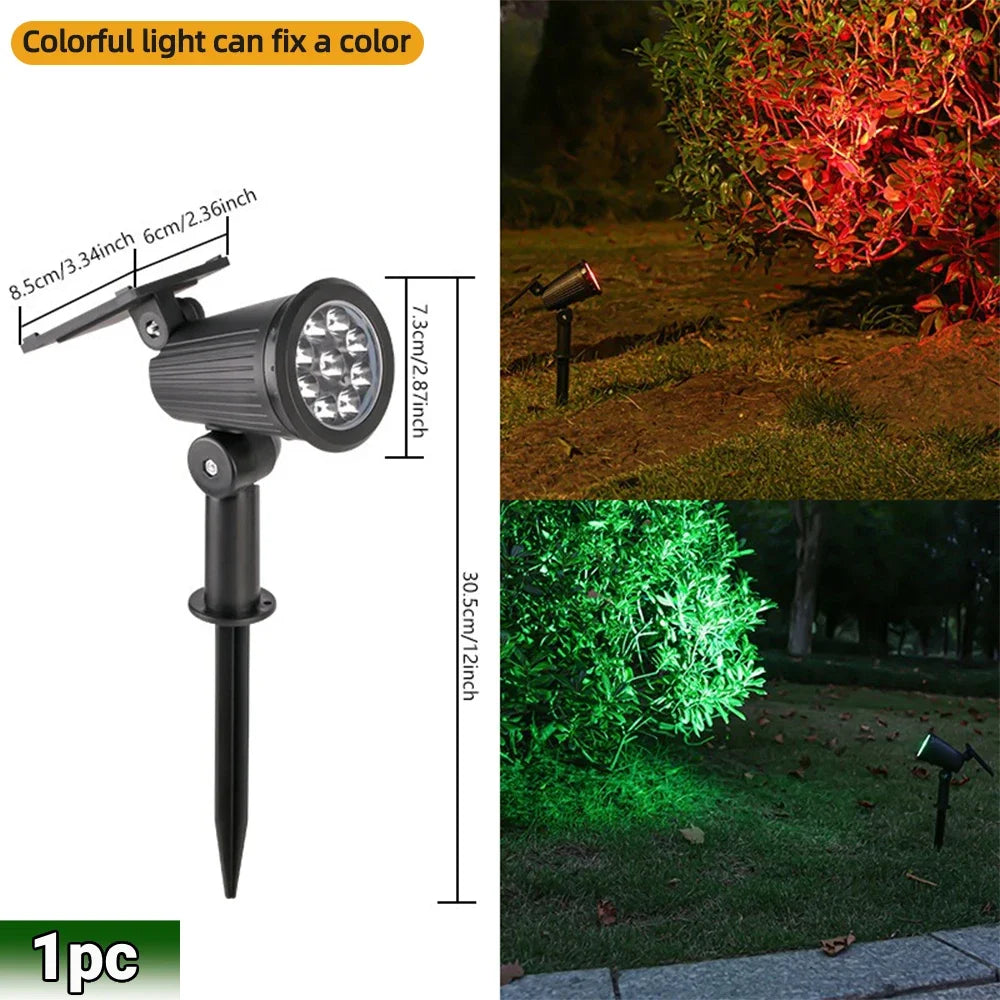 9-LED RGB Solar Spotlights – Waterproof Outdoor Landscape Lights with Adjustable Brightness for Garden, Yard & Trees