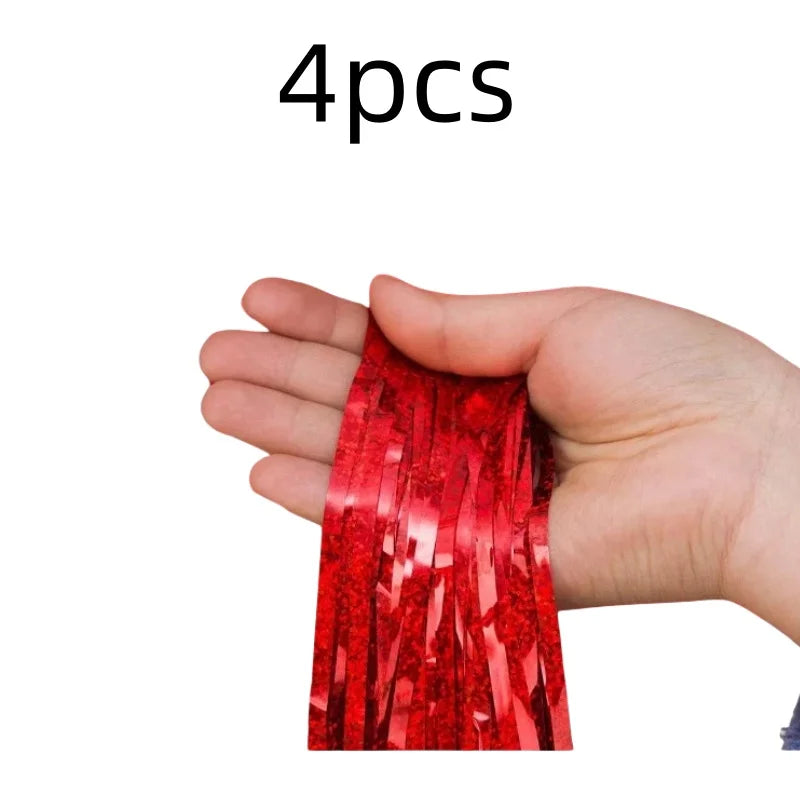 2-Pack Metallic Tinsel Fringe Curtains – 2x1M Glitter Party Backdrops for Birthday, Wedding, Bachelorette & Event Decor