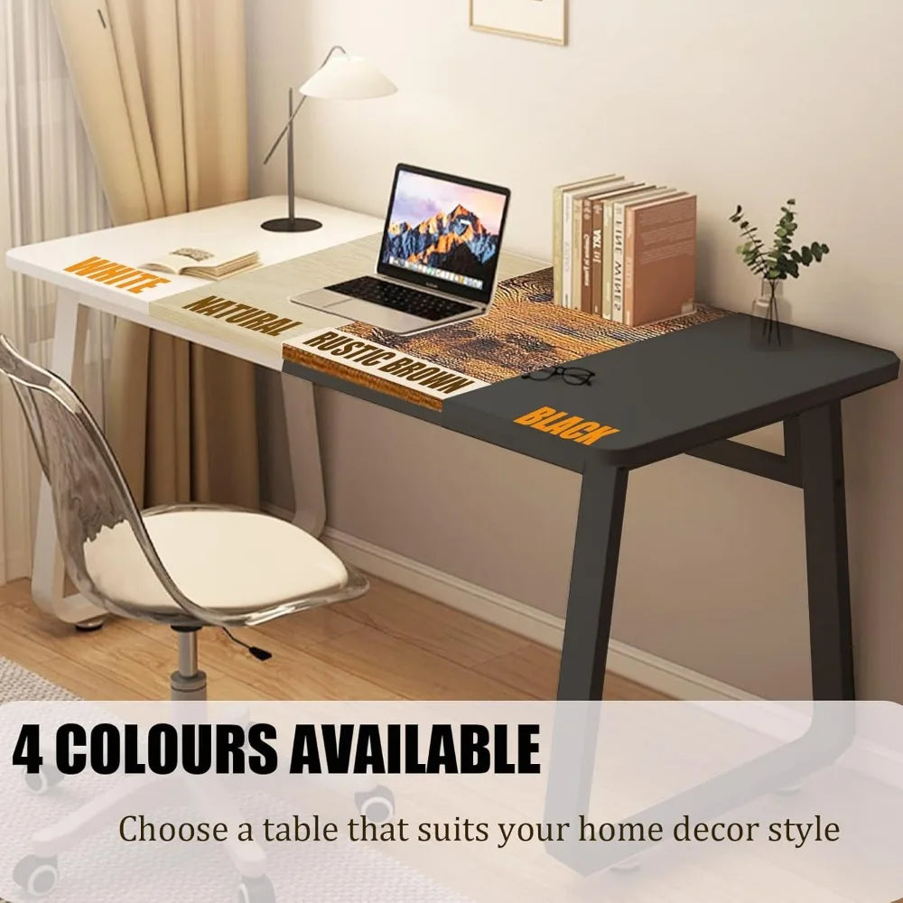 Modern 39.3" White Computer Desk – Minimalist Home Office Writing Table for Bedroom or Study Corner