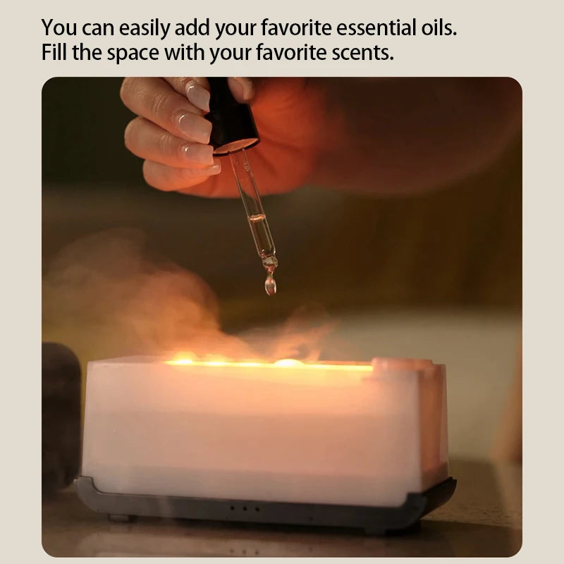 Mini Flame Aromatherapy Diffuser – LED Light Humidifier with Timer, Cool Mist & Scent Therapy for Home or Office