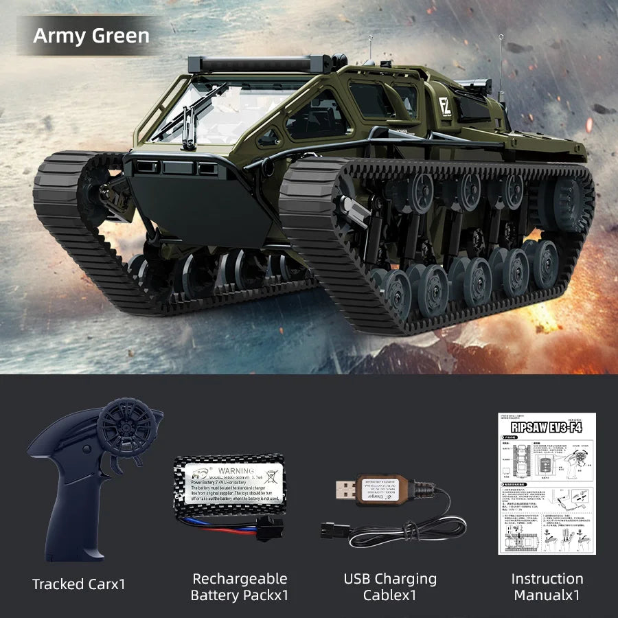 LED RC Tank Toy with Full-Scale Drift & Off-Road Control – Realistic Remote Vehicle for Kids