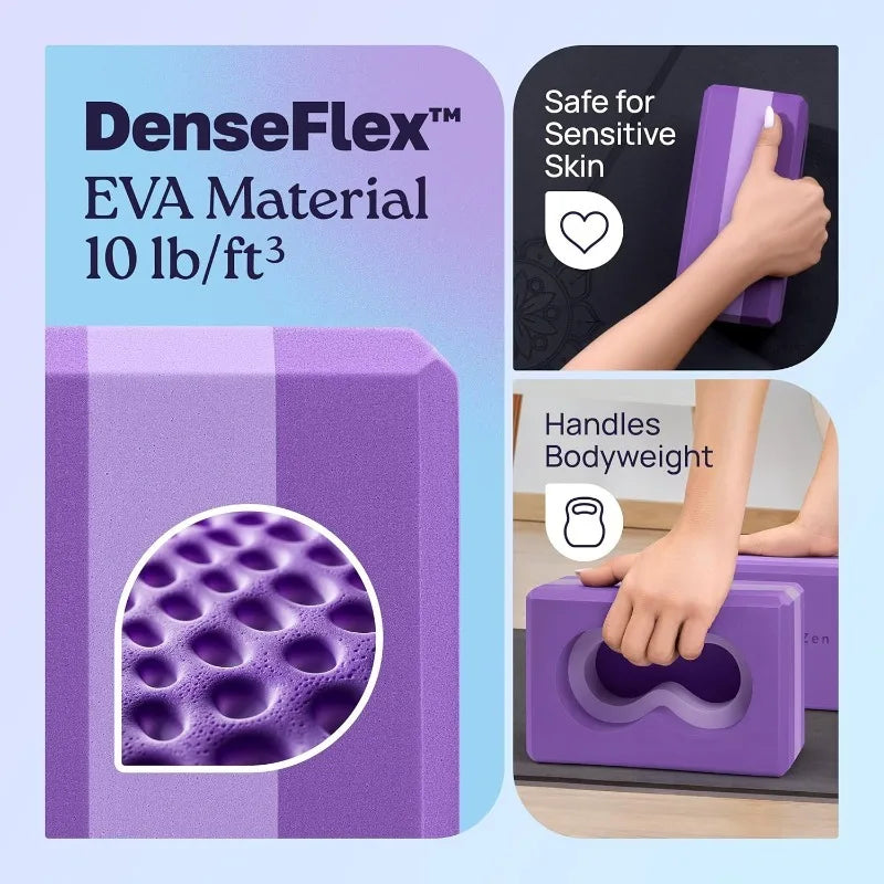 Supportive Yoga Block Set with Knee Pads & Strap – Reduce Wrist Strain, Enhance Every Pose