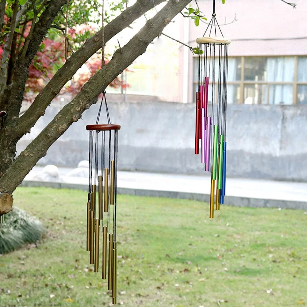 Outdoor Garden Wind Chime 12 Hollow Metal Tubes Hanging Metal Pipe Wind Chimes Bells Balcony Outdoor Yard Garden Home Decoration