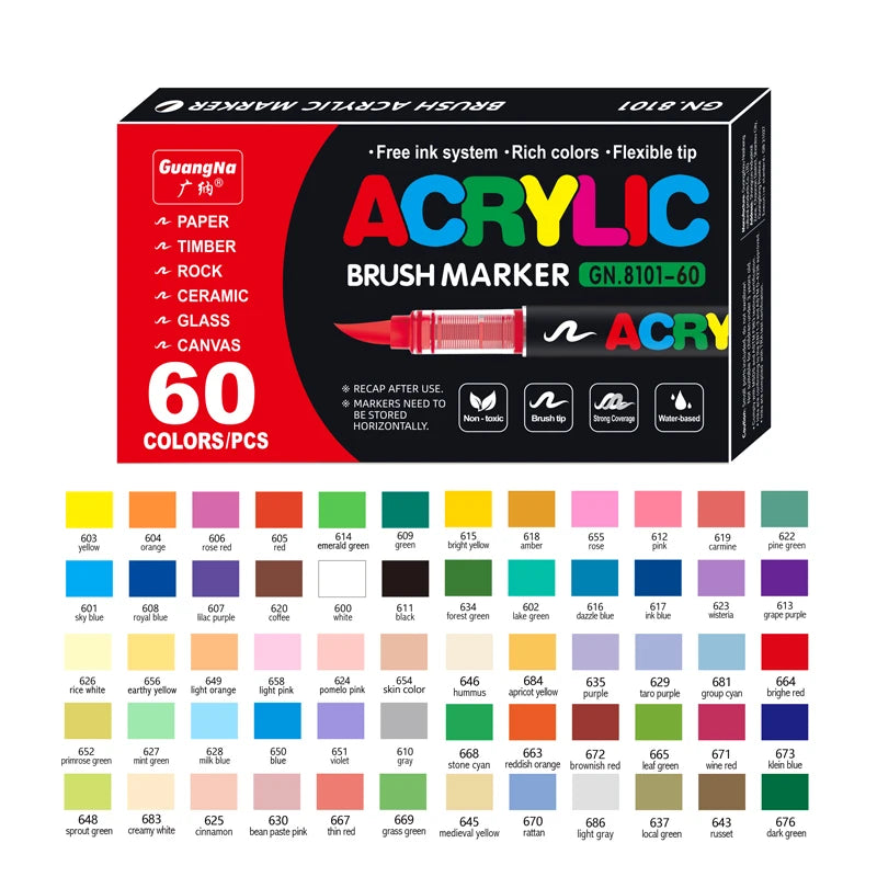12–120 Colors Acrylic Paint Pens – Brush Tip Markers for Rock, Wood, Canvas, Stone | DIY Crafts & Christmas Gift