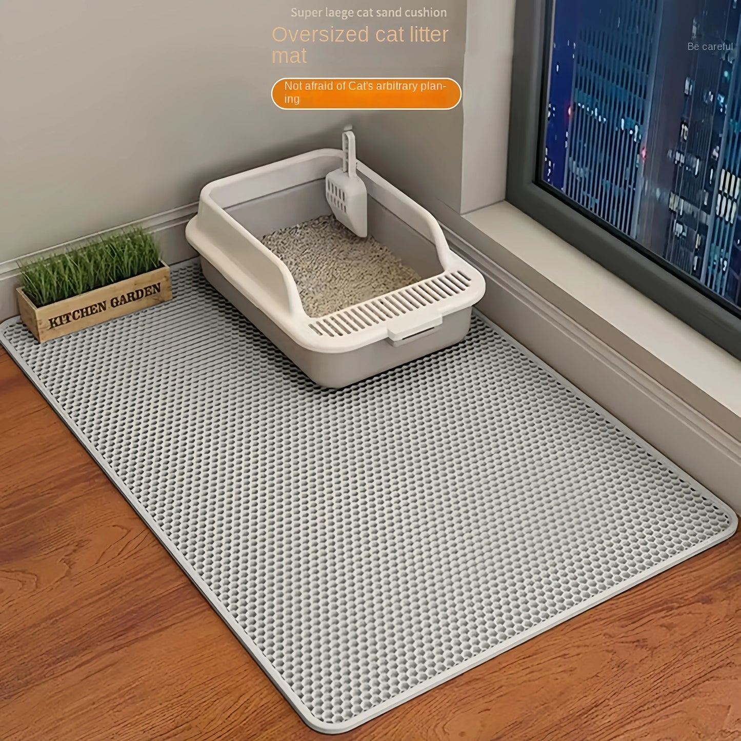 90x60CM Double-Layer Waterproof Cat Litter Mat – Non-Slip, Washable Pet Toilet Mat for Litter Box Cleanup