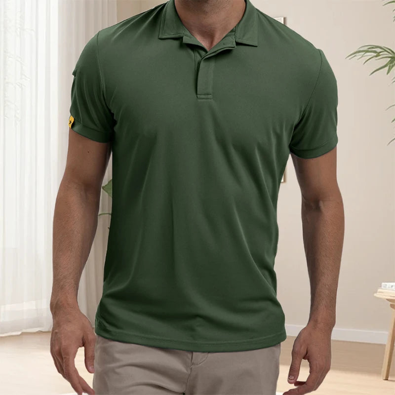 Men’s Casual Short Sleeve Button-Down Shirt – Solid Color Summer Top with Turn-Down Collar