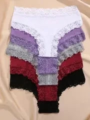 5Pcs Women’s Cotton Lace Panties Set – Soft Floral Patchwork Briefs Underwear Lingerie (S-XL)